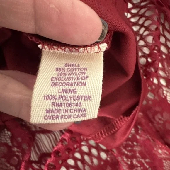 Altar'd State Mariska Brick Red Lace Semi-Sheer Embroidered Maxi Dress Womens L - Picture 13 of 14